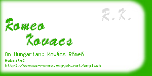 romeo kovacs business card